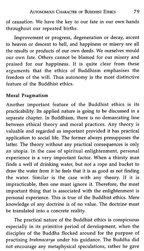Autonomous Character of Buddhist Ethics page with headings on moral pragmatism