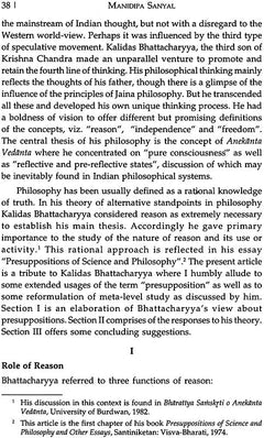 Page 38 text by Manidipa Sanyal, includes section 'Role of Reason'