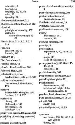 Index page 253 listing terms like photo-electric effect, photons, and causality