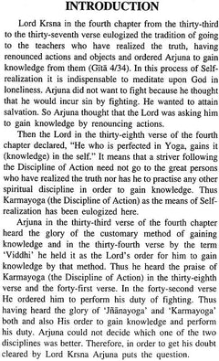INTRODUCTION page text on meditation, renouncing actions, and karma yoga for knowledge