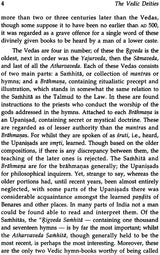 Book page “The Vedic Deities” with text describing the Vedas and different divine categories
