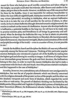 Book page text under “Historical Study: Hinayana and Mahayana”