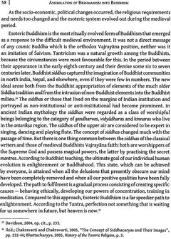 Book page: Assimilation of Brahmanism into Buddhism with paragraphs of text