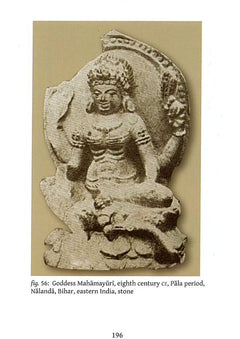 Seated Buddha-like figure with halo, stone sculpture against plain background