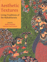Aesthetic Textures book cover with Mahabharata-themed illustrated figures and title text