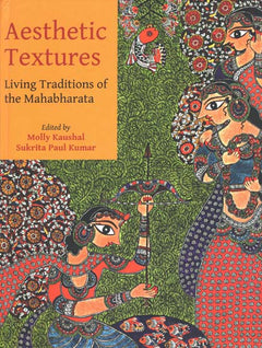 Aesthetic Textures book cover with Mahabharata-themed illustrated figures and title text