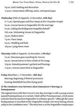 Festival schedule page with times and events like wedding, prayers, and offerings