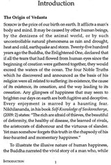 Introduction page titled 'The Origin of Vedanta' with paragraph text