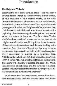 Introduction page titled 'The Origin of Vedanta' with paragraph text