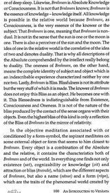 Page explaining Brahman and bliss; includes 'An Introduction to Vedanta' page 100