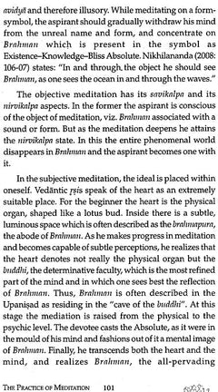 Page on objective meditation and inner meditation; heading 'The Practice of Meditation'
