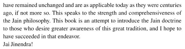 Book page ending with 'Jai Jindendra!' and concluding remarks on Jain philosophy