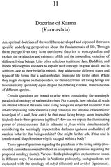 Page titled 'Doctrine of Karma (Karmavada)' with paragraph explaining doctrine concepts