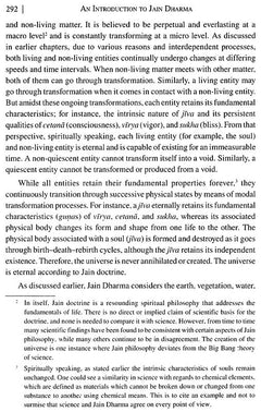 Text page describing living and non-living matter transformation in Jain philosophy