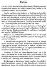 Book page titled “Preface” with paragraphs about Brahma’s Universe and creation history