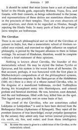 Appendix page 185 from Fundamentals of Hinduism discussing Jains and Cārvākas