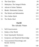 Contents continuation with Part II evolution of Hinduism and Part III Advaitic Vision