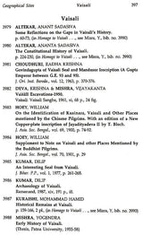 Bibliography entries page with “Geographical Sites” and the section “Vaisali”