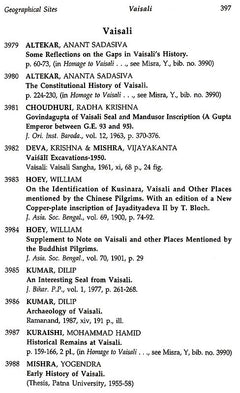 Bibliography entries page with “Geographical Sites” and the section “Vaisali”