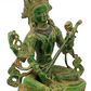 Brass Idol of Seated Chaturbhujadharini Saraswati in Nepalese Iconography 12 inches