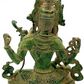 Brass Idol of Seated Chaturbhujadharini Saraswati in Nepalese Iconography 12 inches