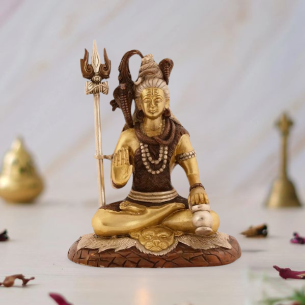 Blessing Lord Shiva Brass Sculpture 10 Inches