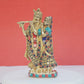 Divine Multicolour Brass Radha Krishna Idol with Exquisite Stone Work - 8.5 Inches