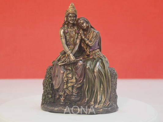 Bonded Bronze Radha Krishna | KRISHN Murti Idol Statue for Home Office Pooja Room | Height 7 Inches