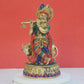 Brass Standing Krishna with Cow Idol Statue Murti, Height 12.5 inches