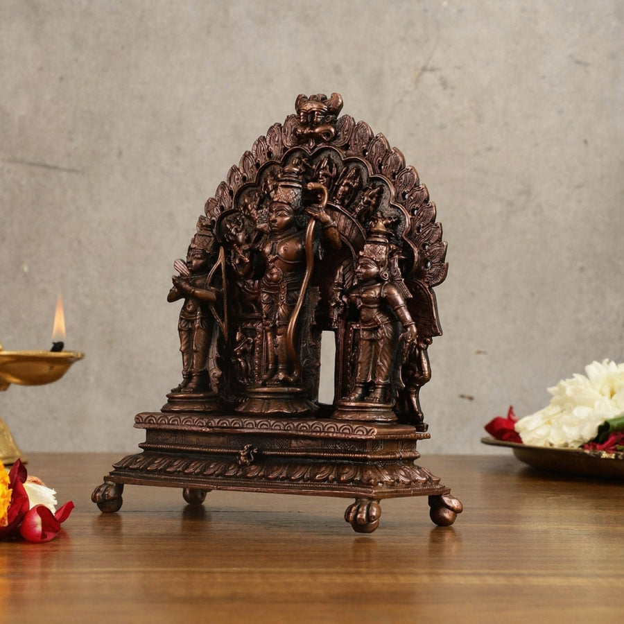 Copper Ram Darbar Idol (Height: 7 inch) Craft Detail