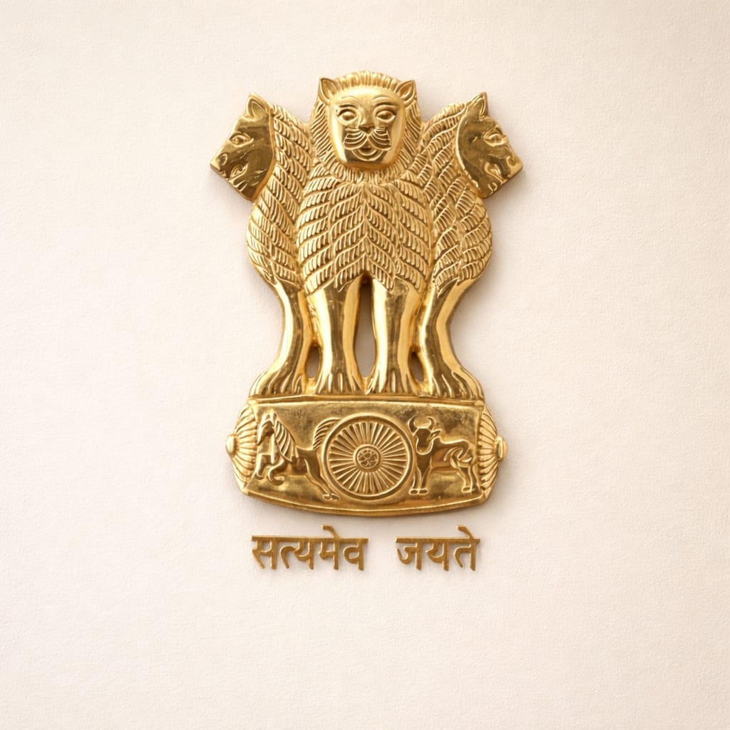 Brass Ashoka Emblem Wall Hanging for Office and Institutional Décor (Height: 26 Inches)