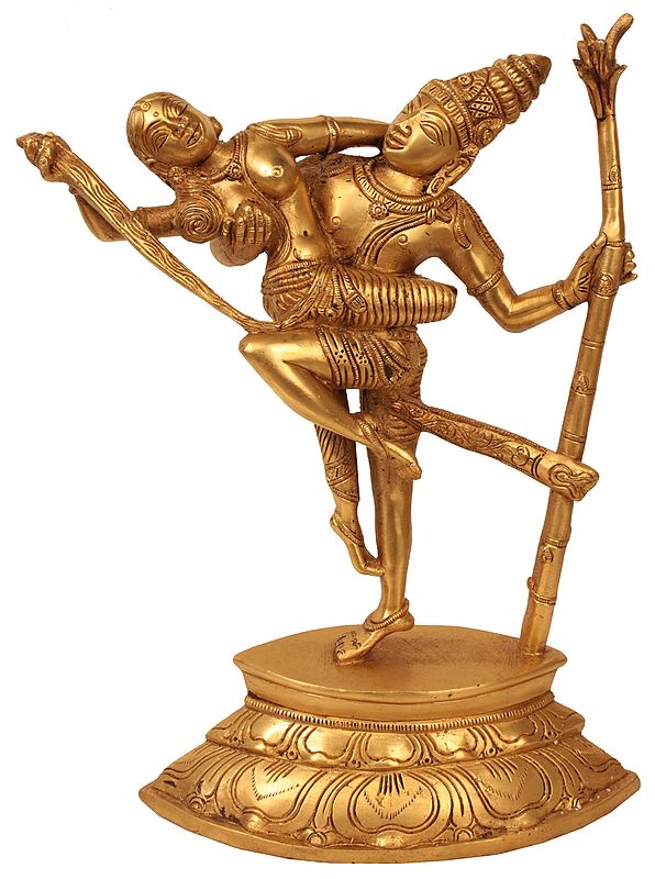 Handcrafted Brass Umasahita Shiva in Ecstatic Dance | Traditional Hindu Sculpture for Home Decor (Height: 13 Inches) Craft Detail
