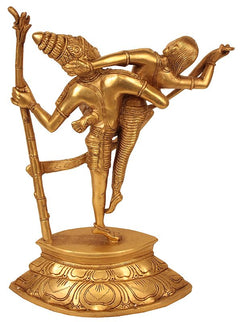 Handcrafted Brass Umasahita Shiva in Ecstatic Dance | Traditional Hindu Sculpture for Home Decor (Height: 13 Inches)