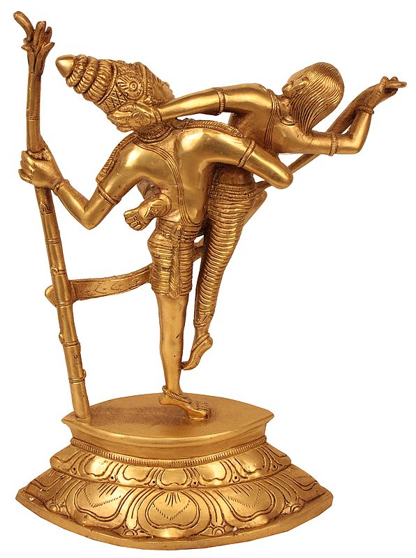 Handcrafted Brass Umasahita Shiva in Ecstatic Dance | Traditional Hindu Sculpture for Home Decor (Height: 13 Inches) Study Setting