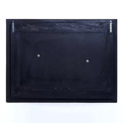 Framed wall art backing with metal hanging holes, dark finished frame