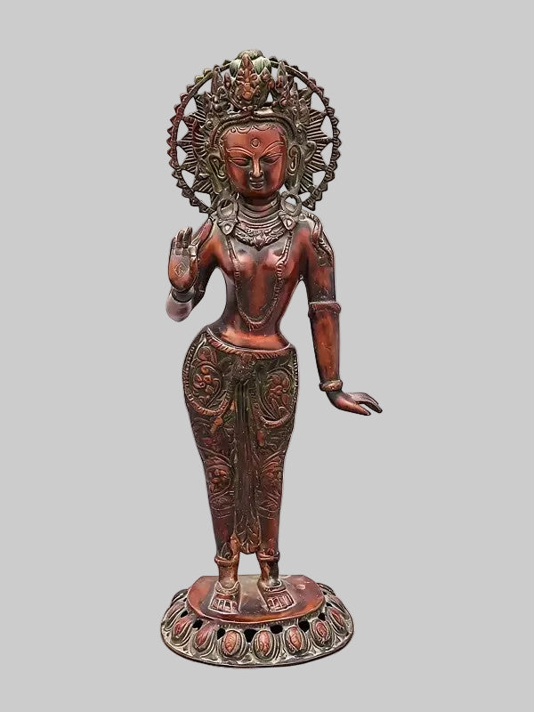 Divine Brass Standing Tara Idol for Home & Temple Décor (Height: 18 Inches)