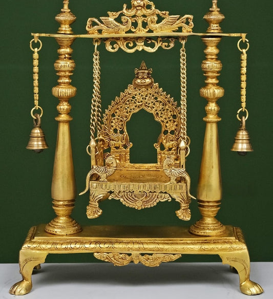 Brass Jhula With Bells (Height: 16 inches)
