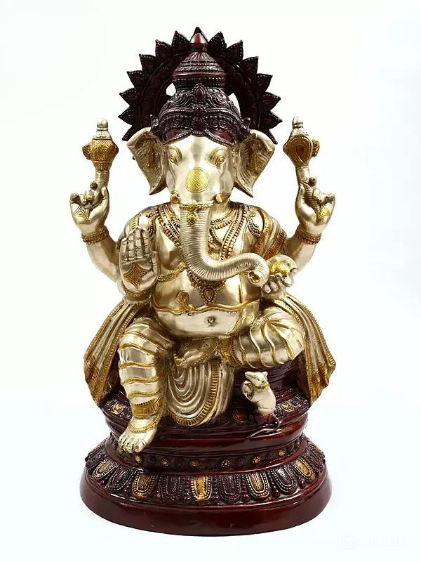 AONA Brass Large Size Ganesha Sculpture