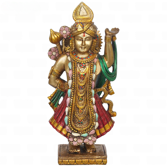 Shrinath Ji Standing Sculpture Dwarkadhish Statue Shreenath Ji Idol Figurine Murti for Temple Puja Home Office Decor Gifting Purpose 10 Inches