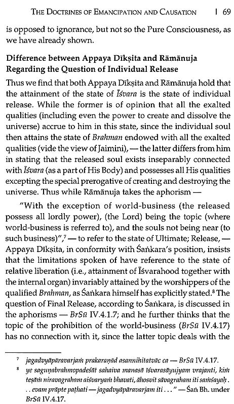 Text page discussing difference between Appaya Dikṣita and Rāmānuja