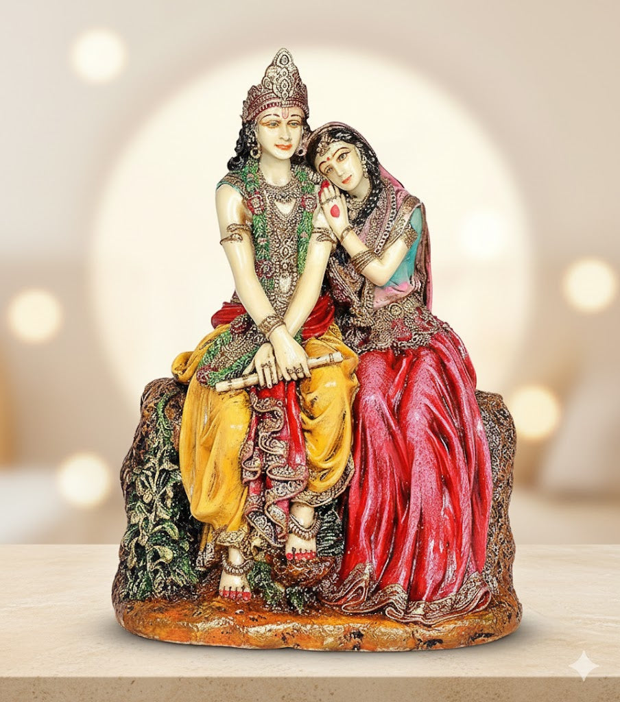 Resin Colourful Radha Krishna Idol (Height : 6.75inches)