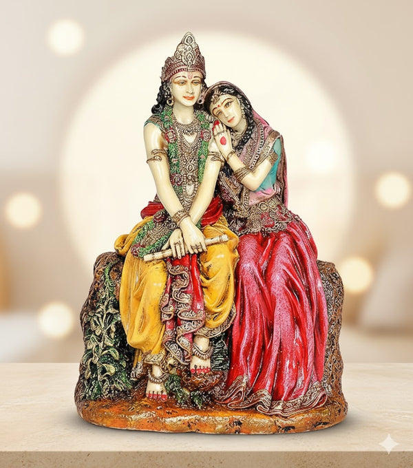 Resin Colourful Radha Krishna Idol (Height : 6.75inches)