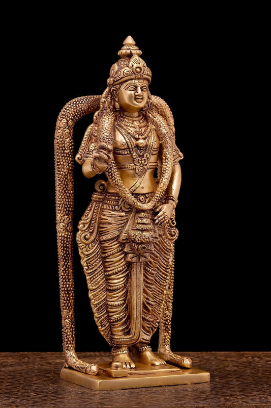 Lord Batu Malai Sri Murugan Brass Statue | Kartikeya Idol | 30 cm