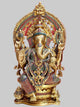Brass King Ganesha Seated on Throne (Height: 26 Inches)