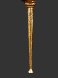Decorative brass gada stem with ornate vertical relief, home temple ornament