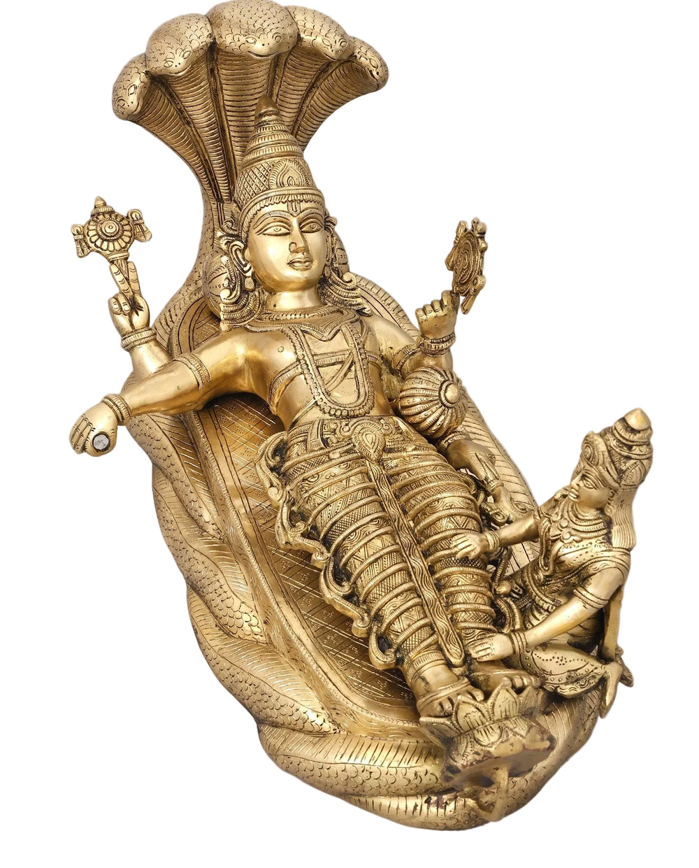 Brass Vishnu Sheshshayi Form Religious Idol for Home & Temple Decor (Height:23 Inches)