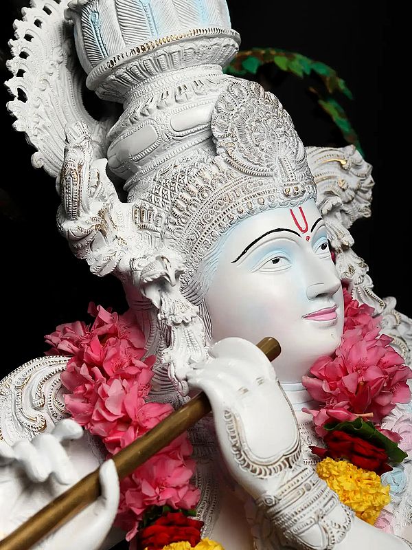 Brass Lord Krishna Playing Bansuri Idol (Height :58 Inches)