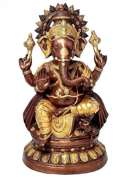 Brass Large Size Ganesha Sculpture (Height 36 Inches)