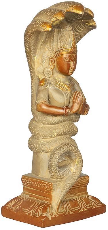 Brass Amazing Cemented Gold Patanjali Idol (Height : 8 Inches) Craft Detail
