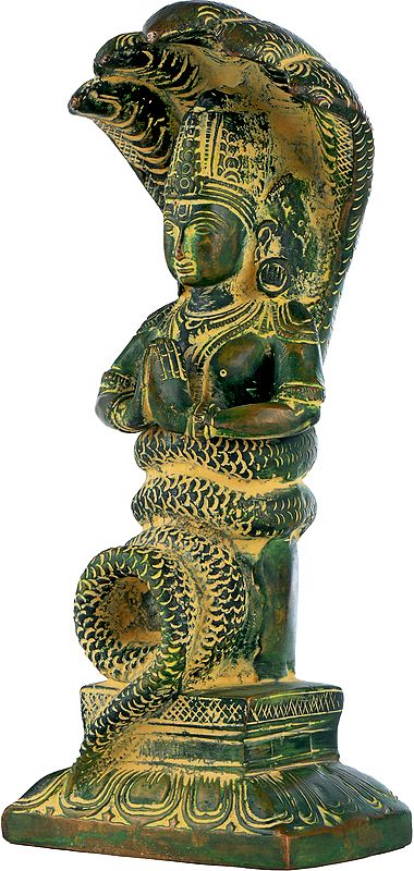 Brass Green Chola Patanjali Idol (Height : 8 Inches)